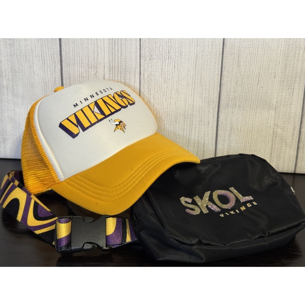 Minnesota Vikings Training Camp Hat & Fanny Pack Set NFL Fan Gear Purple Gold GC